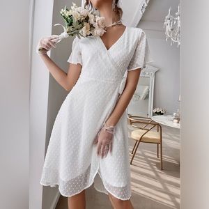 5 for $25! 💕 SHEIN VCAY Swiss Dot Contrast Mesh Wrap Dress